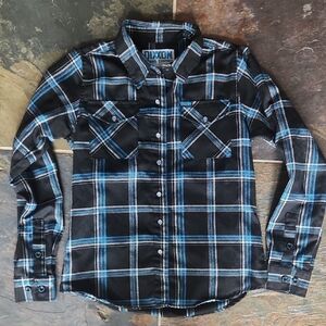 DIXXON Flannel Co Women's Black And Blue Plaid Long Sleeve Size Small